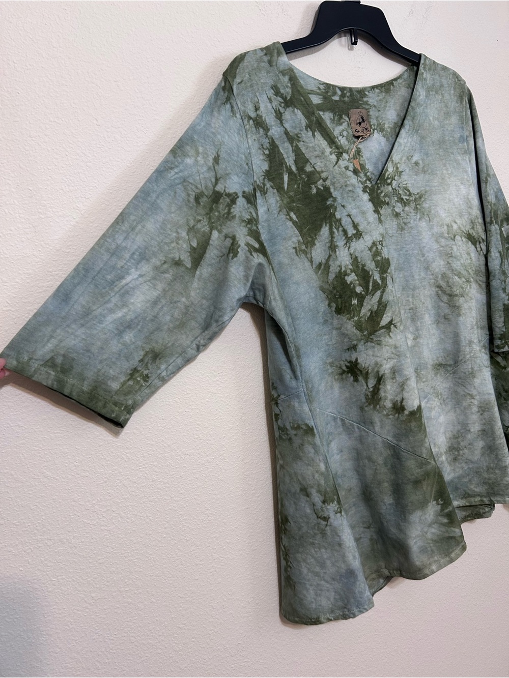 STEEL PONY Green Tie Dye Asymmetric Tunic Top S - Picture 4 of 7